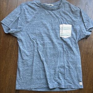 Marine Layer Blue Heather T-Shirt with Striped Pocket